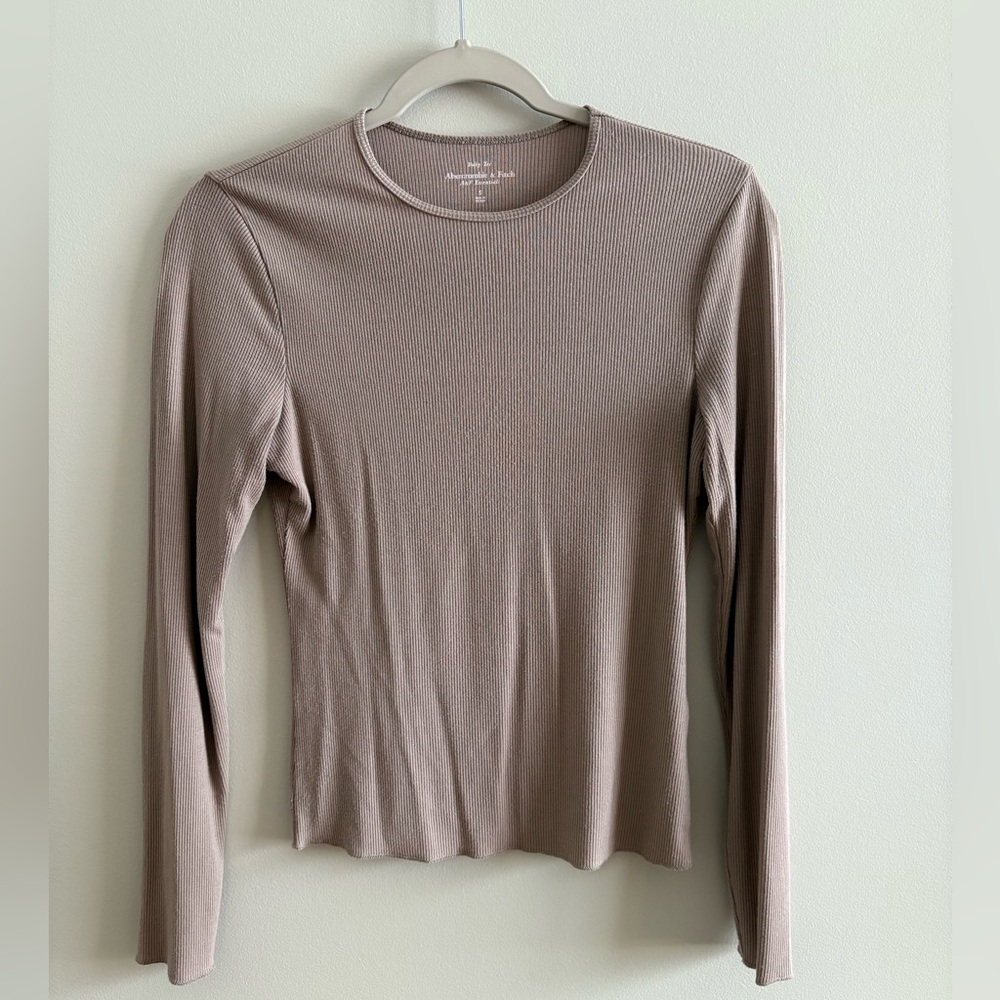 Abercrombie and Fitch Essential Long-Sleeve Feather Weight Rib Tuckable Top